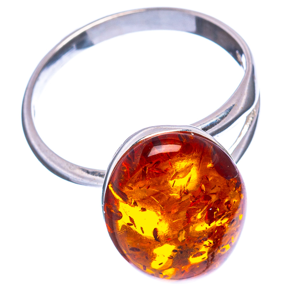 Baltic Amber Ring Size 8 Adjustable (.925 Sterling Silver)