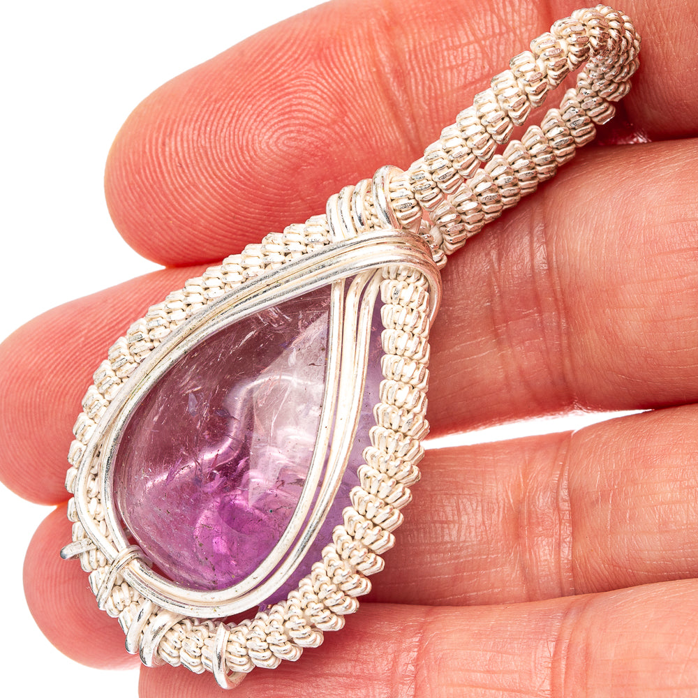 Amethyst Wire Wrap Pendant 2 1/4" (Oxidized Copper)