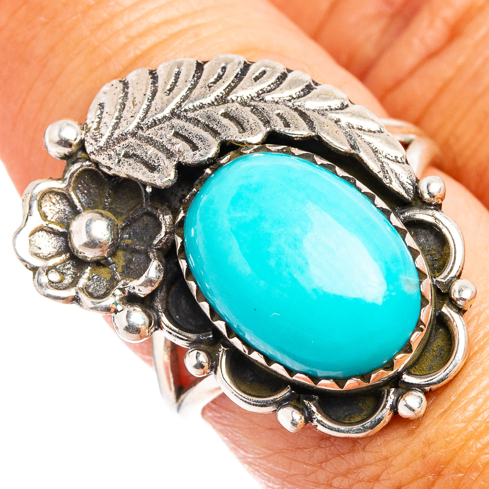 Native Style Kingman Turquoise Ring Size 8 (.925 Sterling Silver)