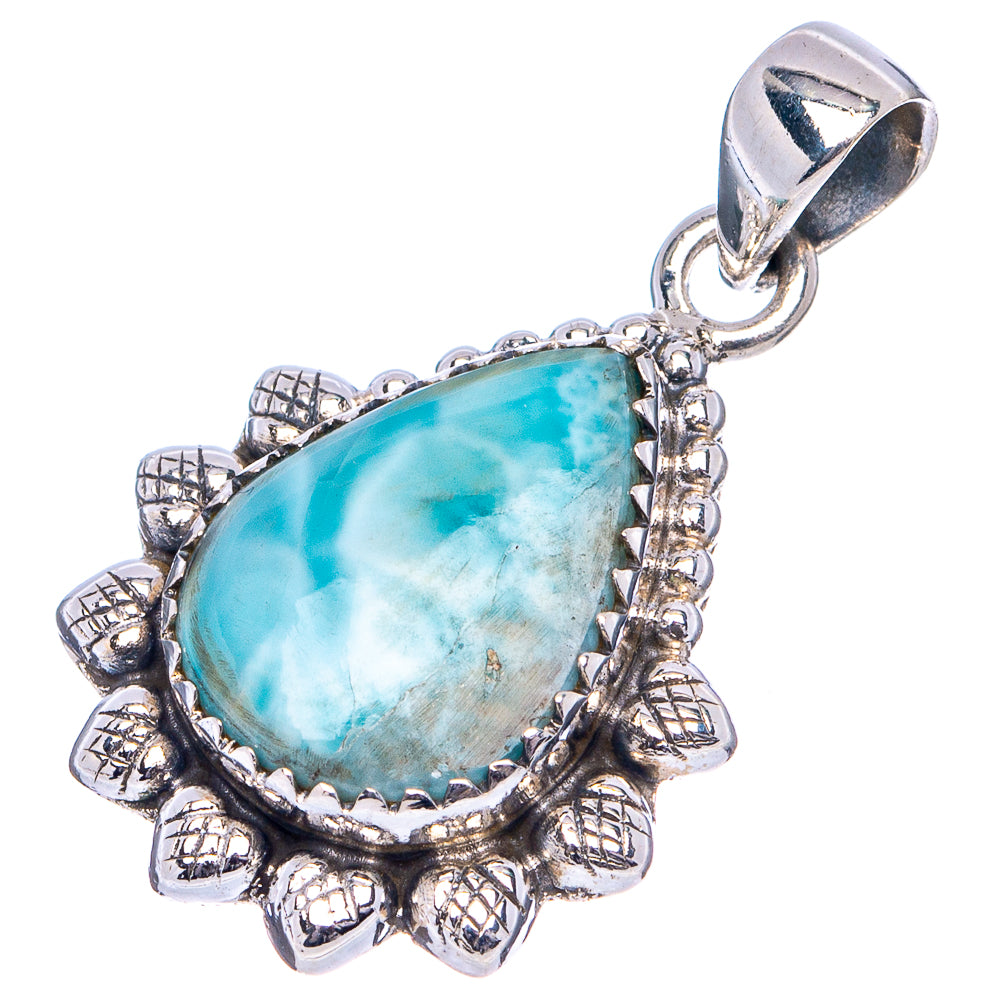Rare Larimar Pendant 1 1/4" (.925 Sterling Silver)