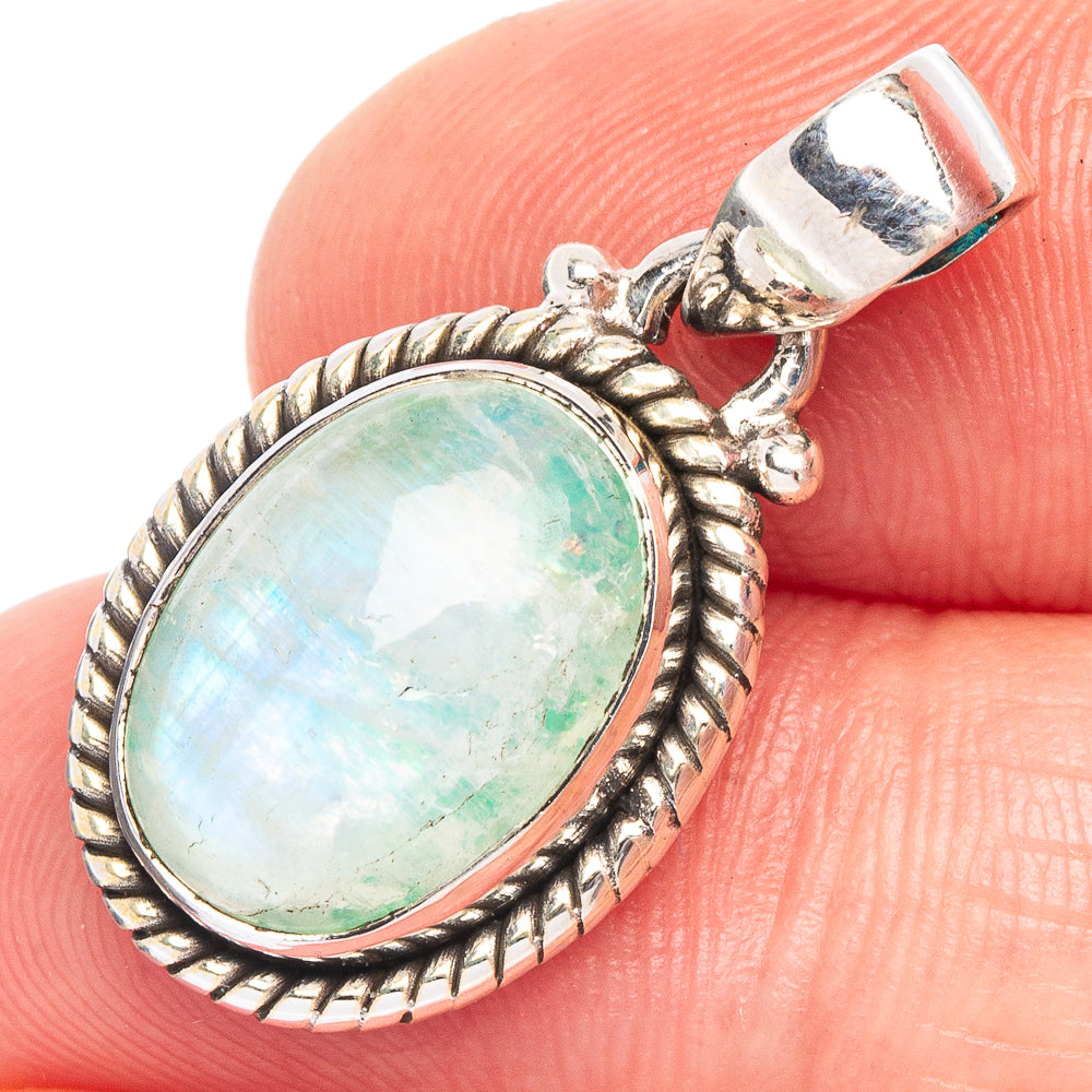 Green Moonstone Pendant 1 1/8" (925 Sterling Silver) P44713