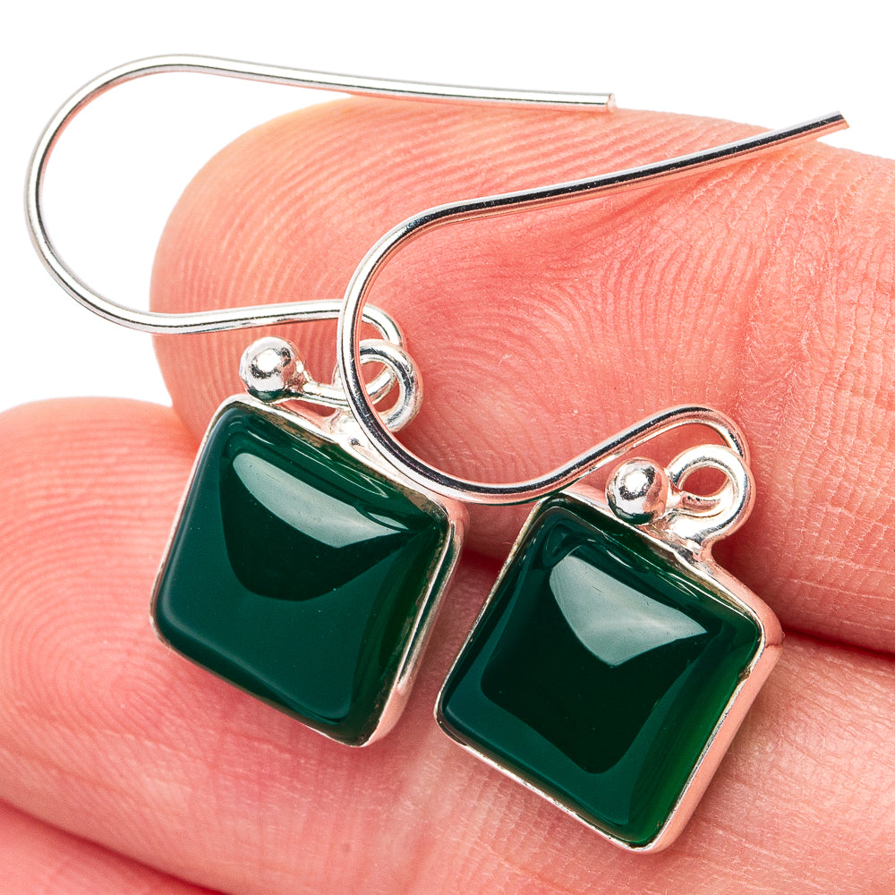 Green Onyx Earrings 1" (925 Sterling Silver) E3106
