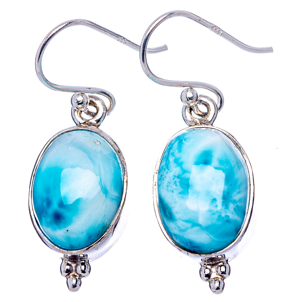 Rare Larimar Earrings 1 3/8" (.925 Sterling Silver)