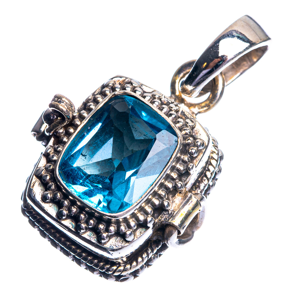 Poison Blue Quartz Pendant 1 1/4" (925 Sterling Silver) P39053