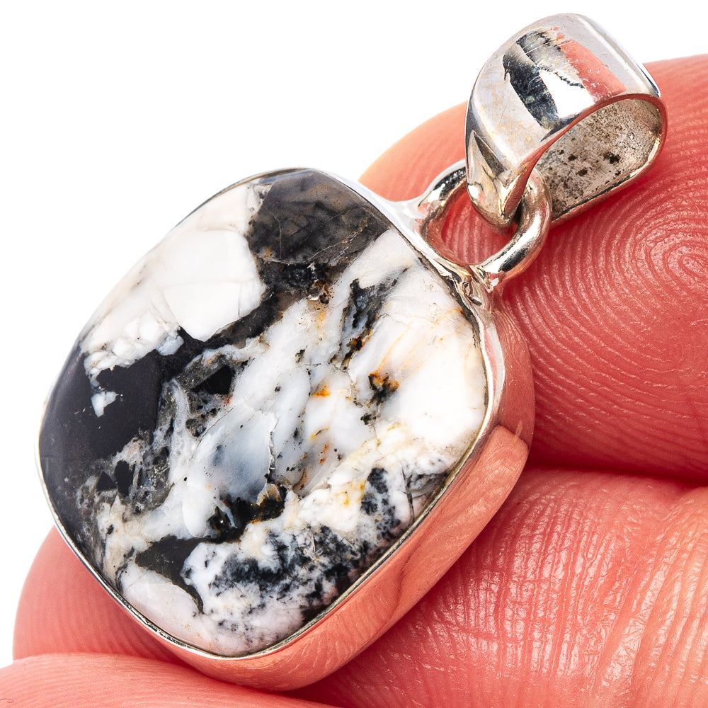 White Buffalo Turquoise Pendant 1" (.925 Sterling Silver)