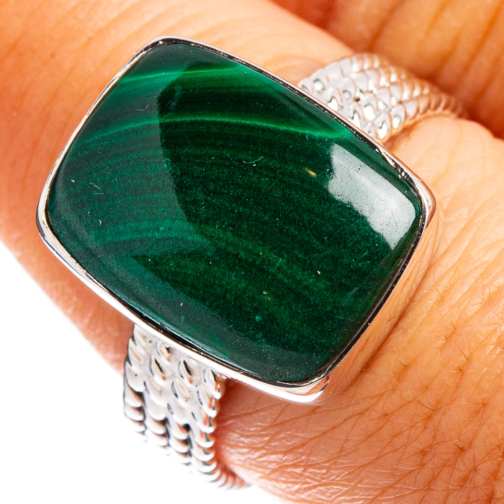 Premium Malachite Ring Size 8.5 (.925 Sterling Silver)