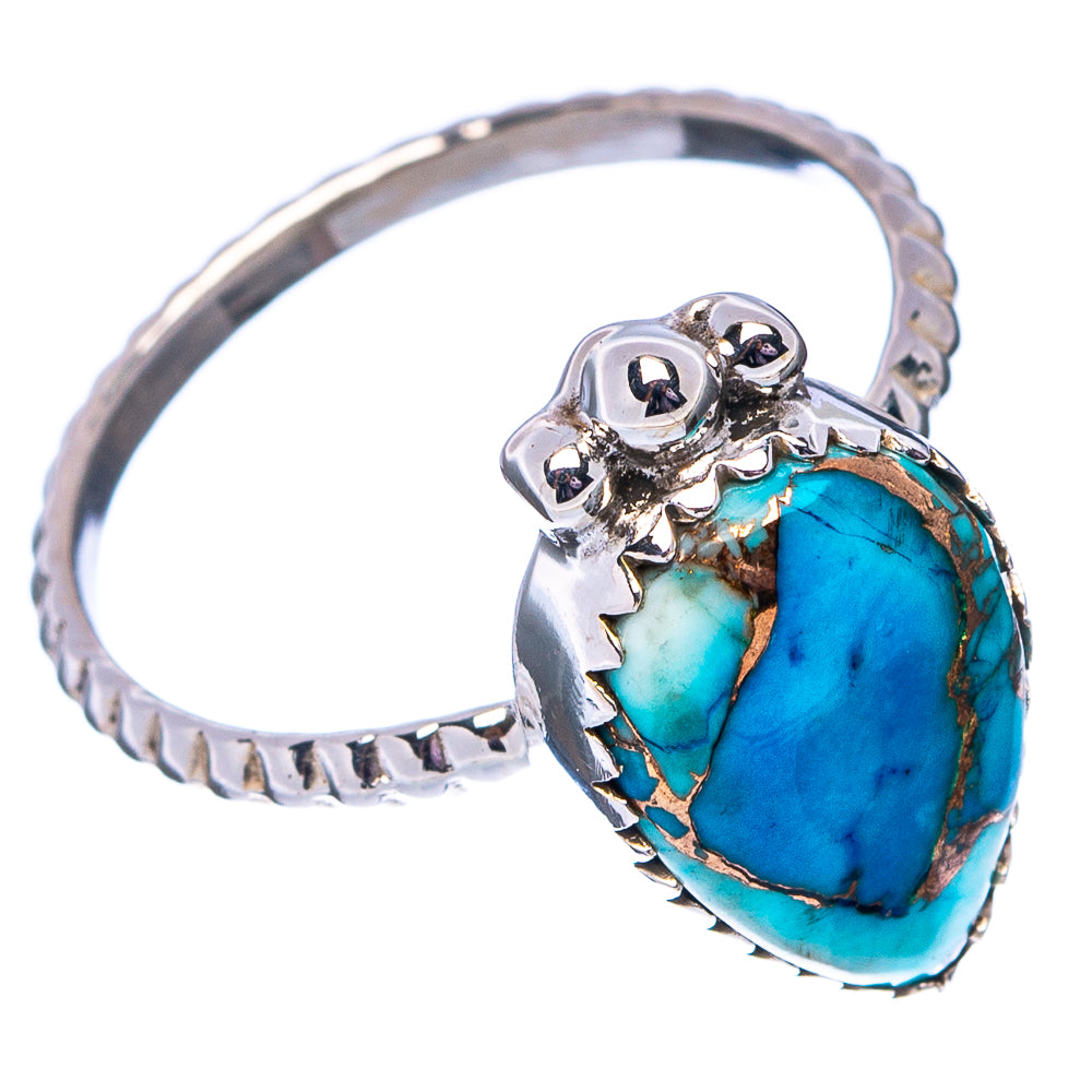 Ice Blue Dahlia Mohave Turquoise Ring Size 8 (.925 Sterling Silver)