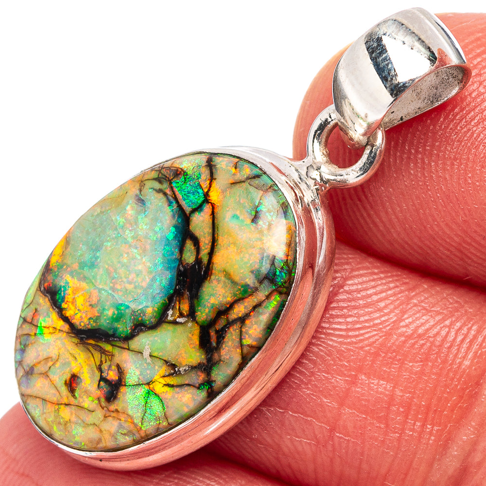Rare Sterling Opal Pendant 1 1/4" (.925 Sterling Silver)