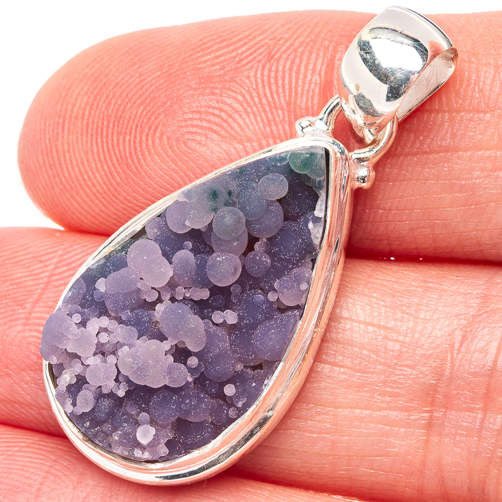 Rare Grage Agate Pendant 1 1/2" (.925 Sterling Silver)