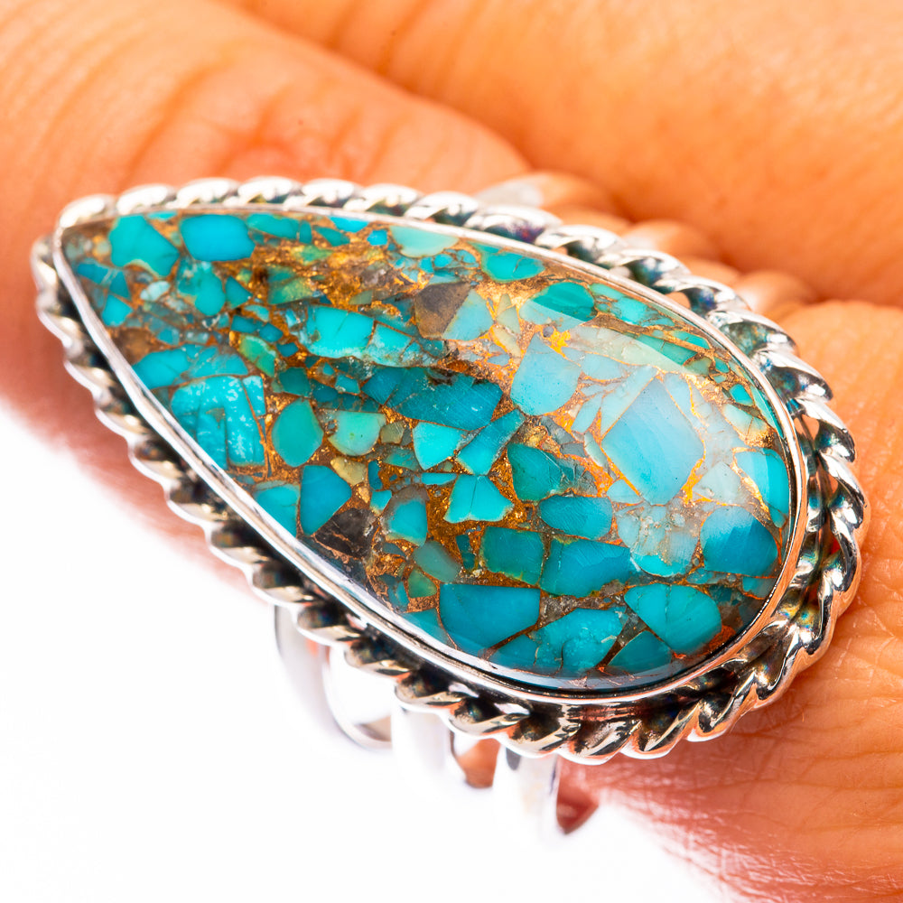 Large Blue Copper Composite Turquoise Ring Size 10.75 (925 Sterling Silver) R141251
