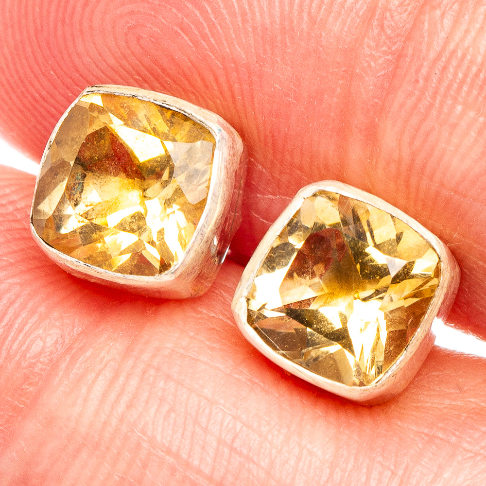 Citrine Earrings 1/4" (.925 Sterling Silver)