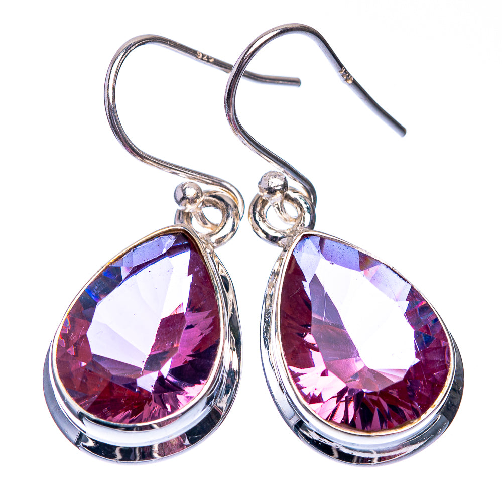 Faceted Alexandrite (Lab.) Earrings 1 1/4" (925 Sterling Silver) E432377
