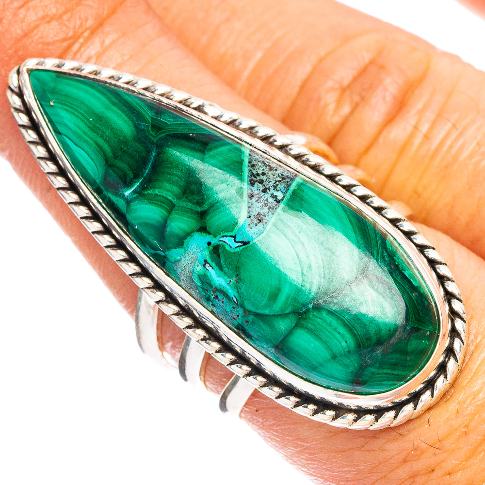 Malachite Heart 925 Sterling Silver Ring Size 7.5 (925 Sterling Silver) R6358