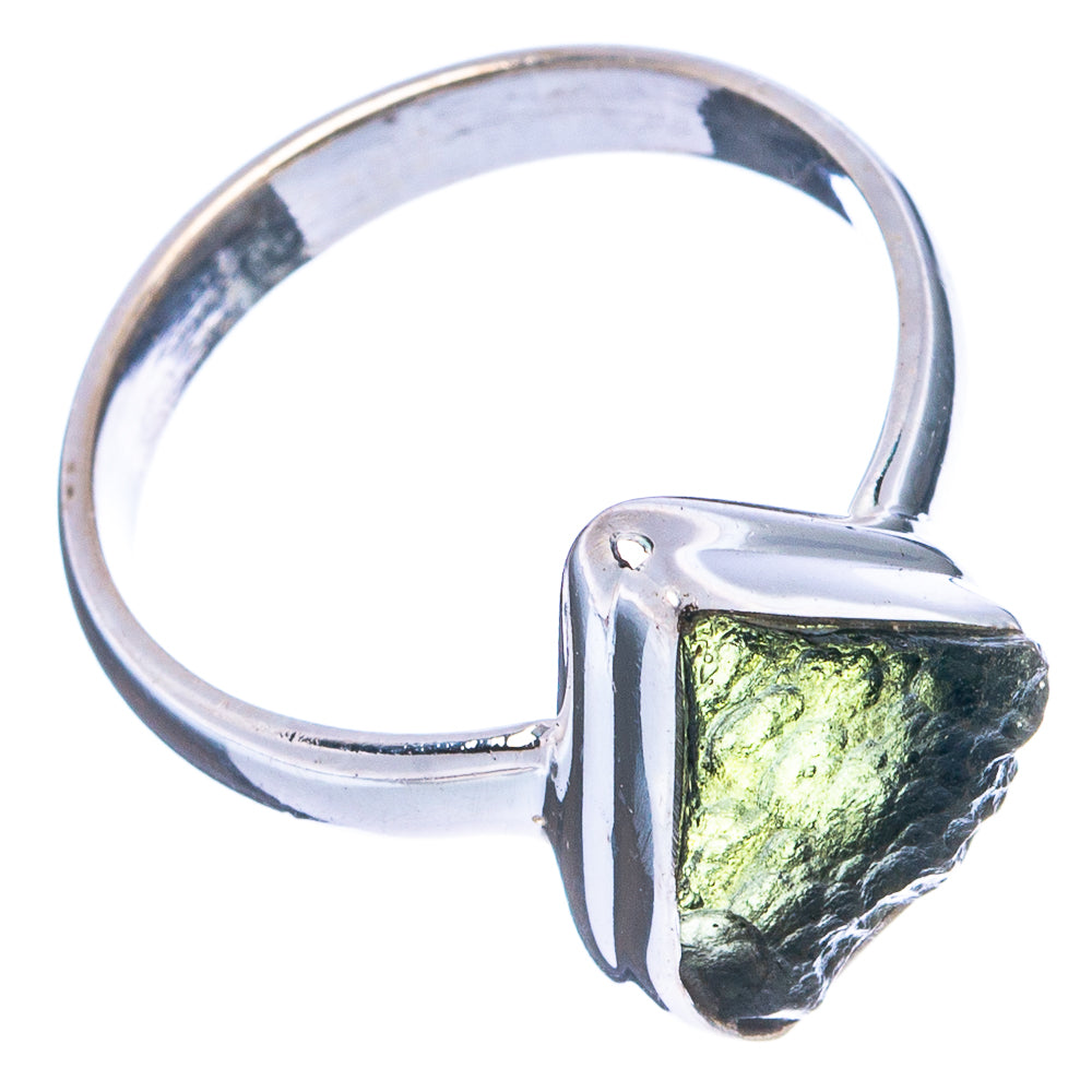 Rare Raw Moldavite Ring Size 7 (.925 Sterling Silver)