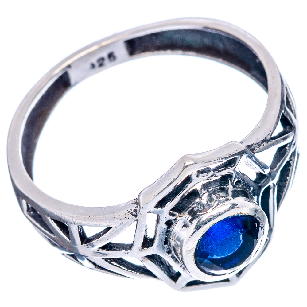 Blue Quartz Web Dainty Ring Size 7 (.925 Sterling Silver)