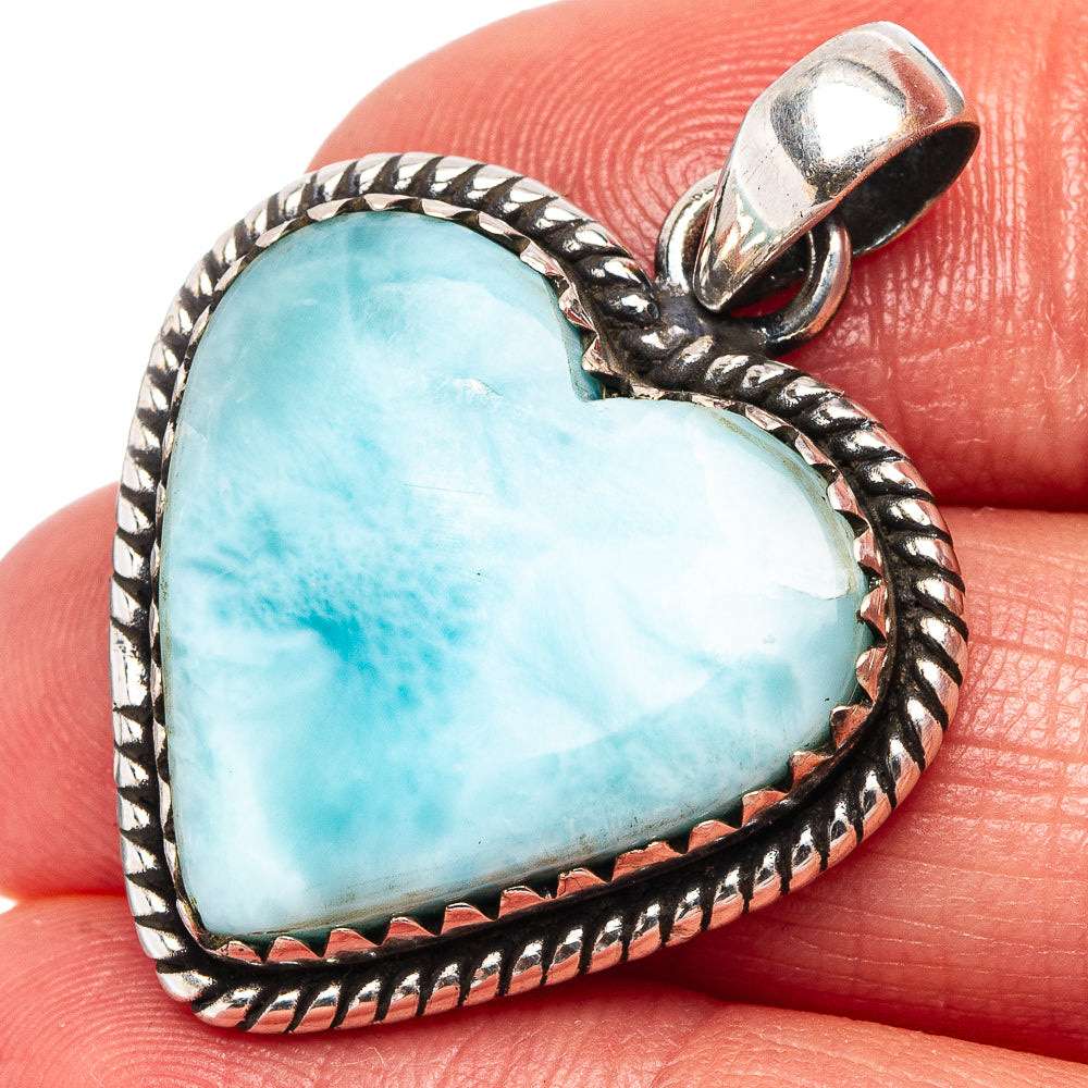 Rare Larimar Pendant 1 3/8" (.925 Sterling Silver)
