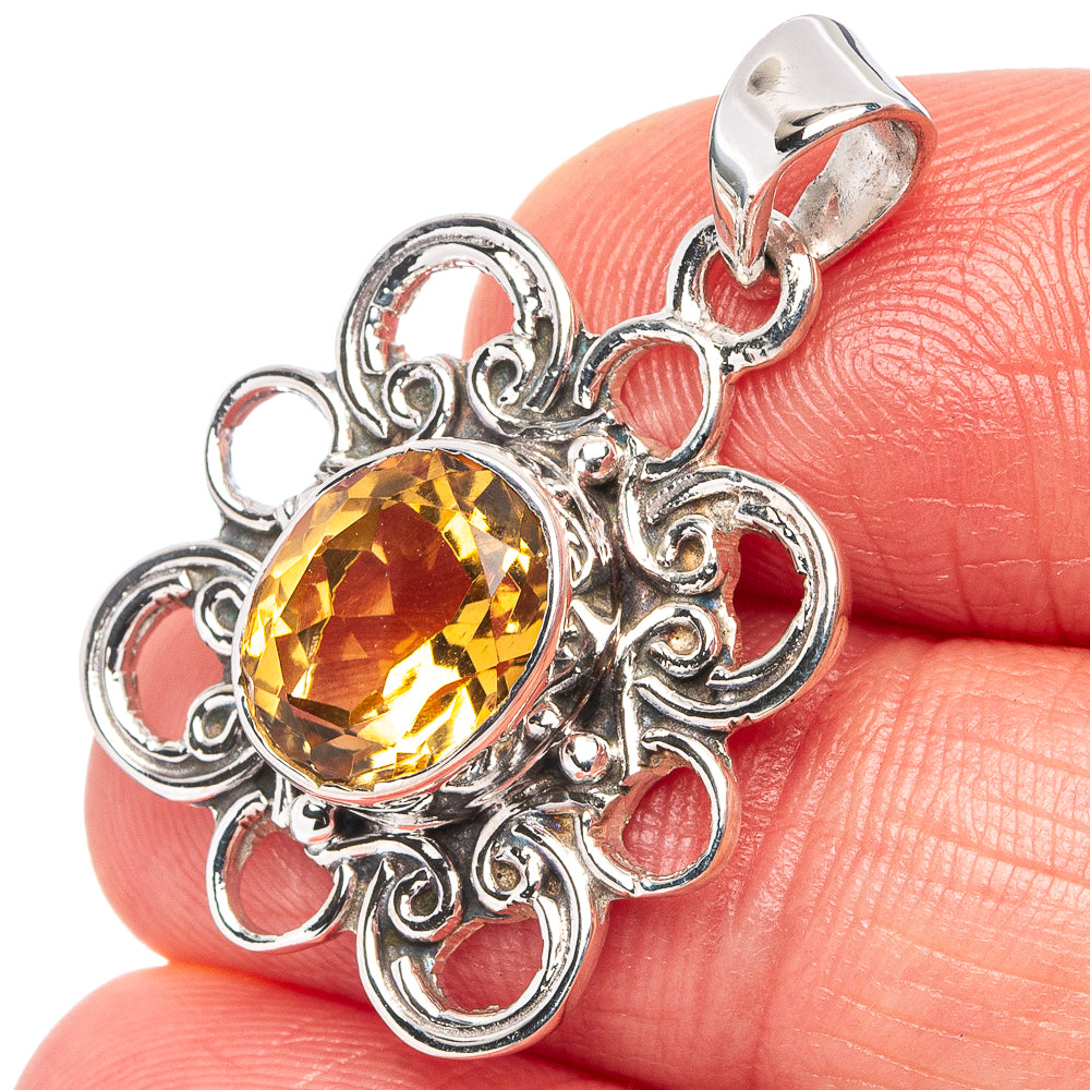 Premium Citrine Pendant 1 1/4" (.925 Sterling Silver)
