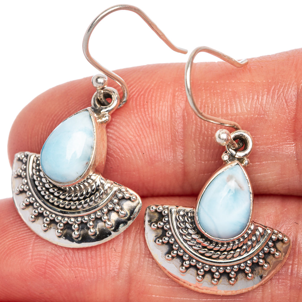 Larimar Earrings 1 3/8" (925 Sterling Silver) E1056