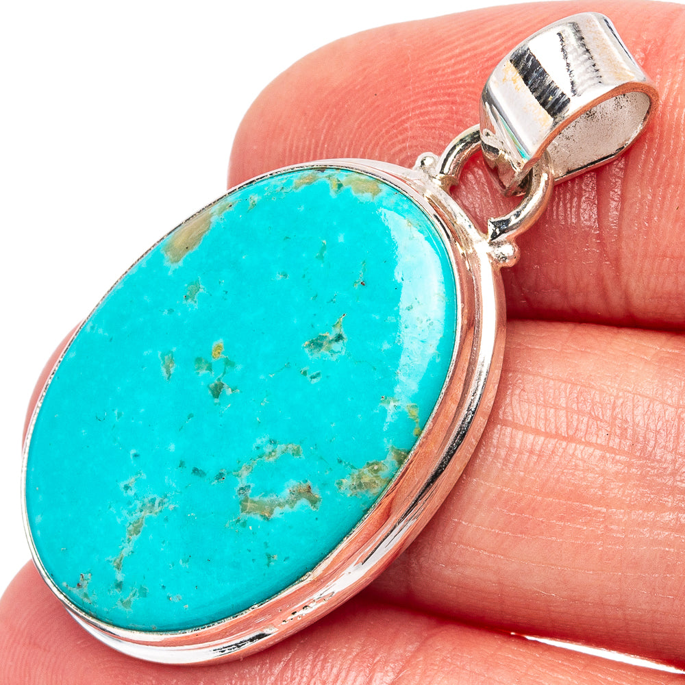 Kingman Turquoise Pendant 1 5/8" (.925 Sterling Silver)