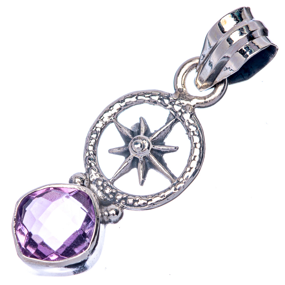 Faceted Amethyst Dainty Pendant 1 1/4" (925 Sterling Silver) P39919