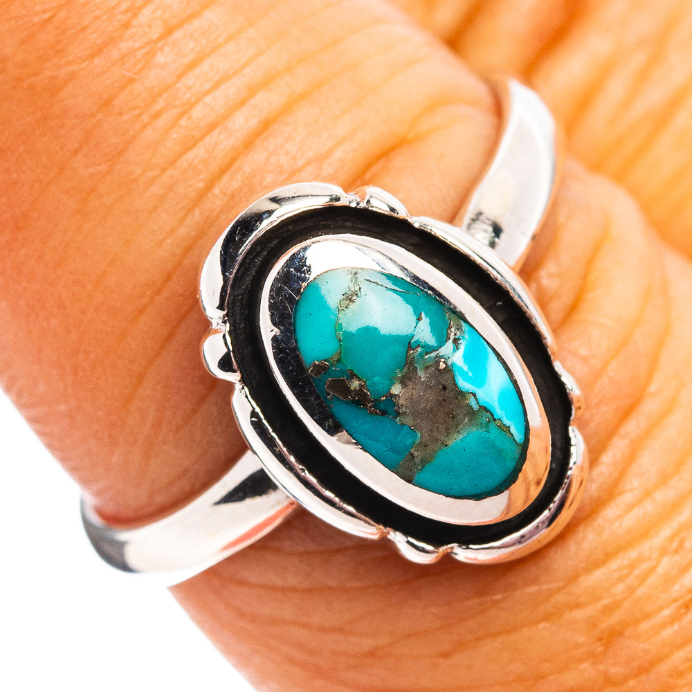 Native Style Mohave Turquoise Ring Size 7.5 (.925 Sterling Silver)