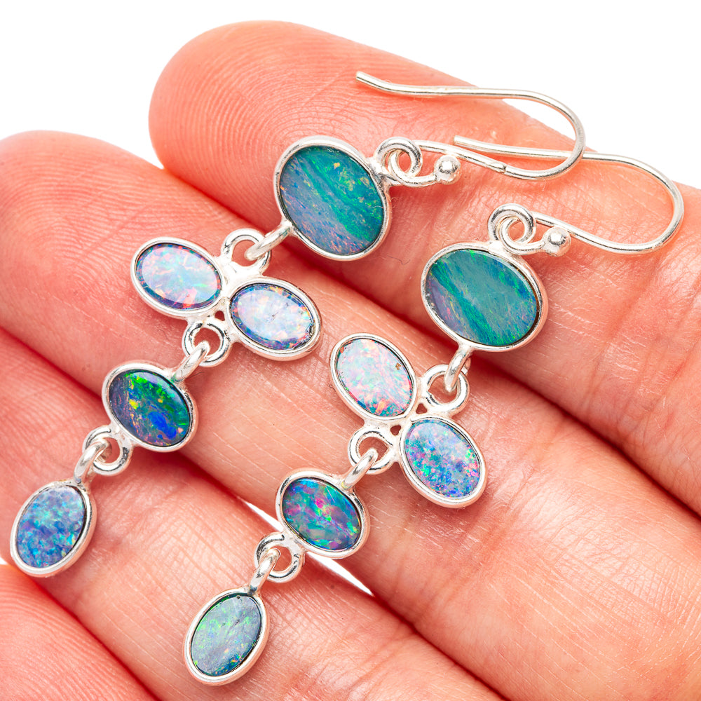 Rare Doublet Opal Earrings 2" (925 Sterling Silver) E2387