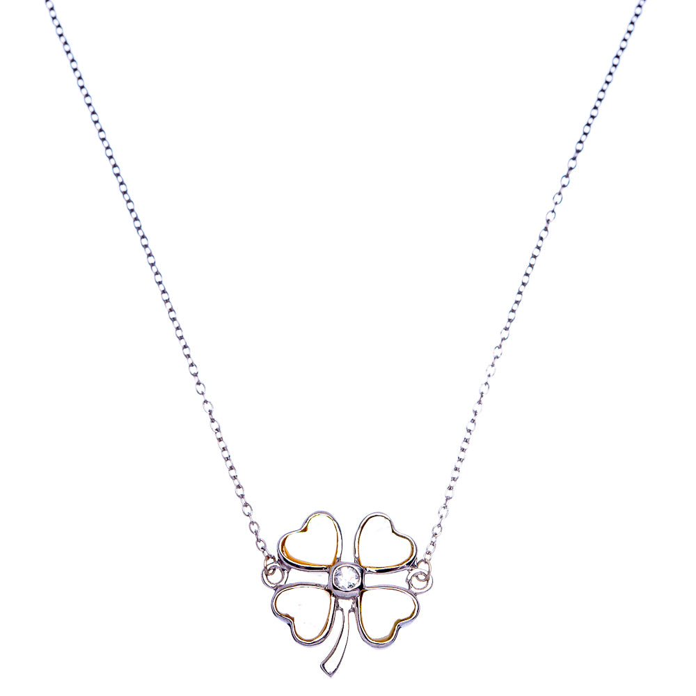 Cultured Pearl Clover Necklace 16" (925 Sterling Silver) N90051