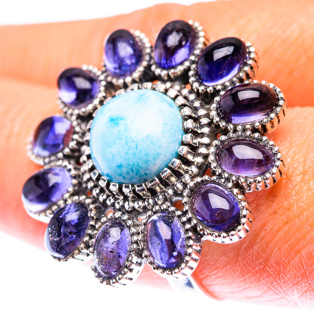 Large Larimar, Tanzanite Ring Size 9 (925 Sterling Silver) RING140210