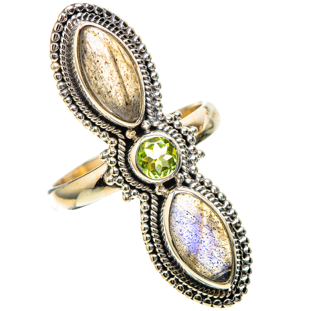 Large Labradorite, Peridot Ring Size 9.5 (925 Sterling Silver) RING137996