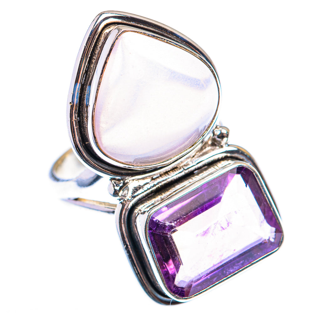 Large Rainbow Moonstone, Amethyst Ring Size 6.75 (925 Sterling Silver) RING139992