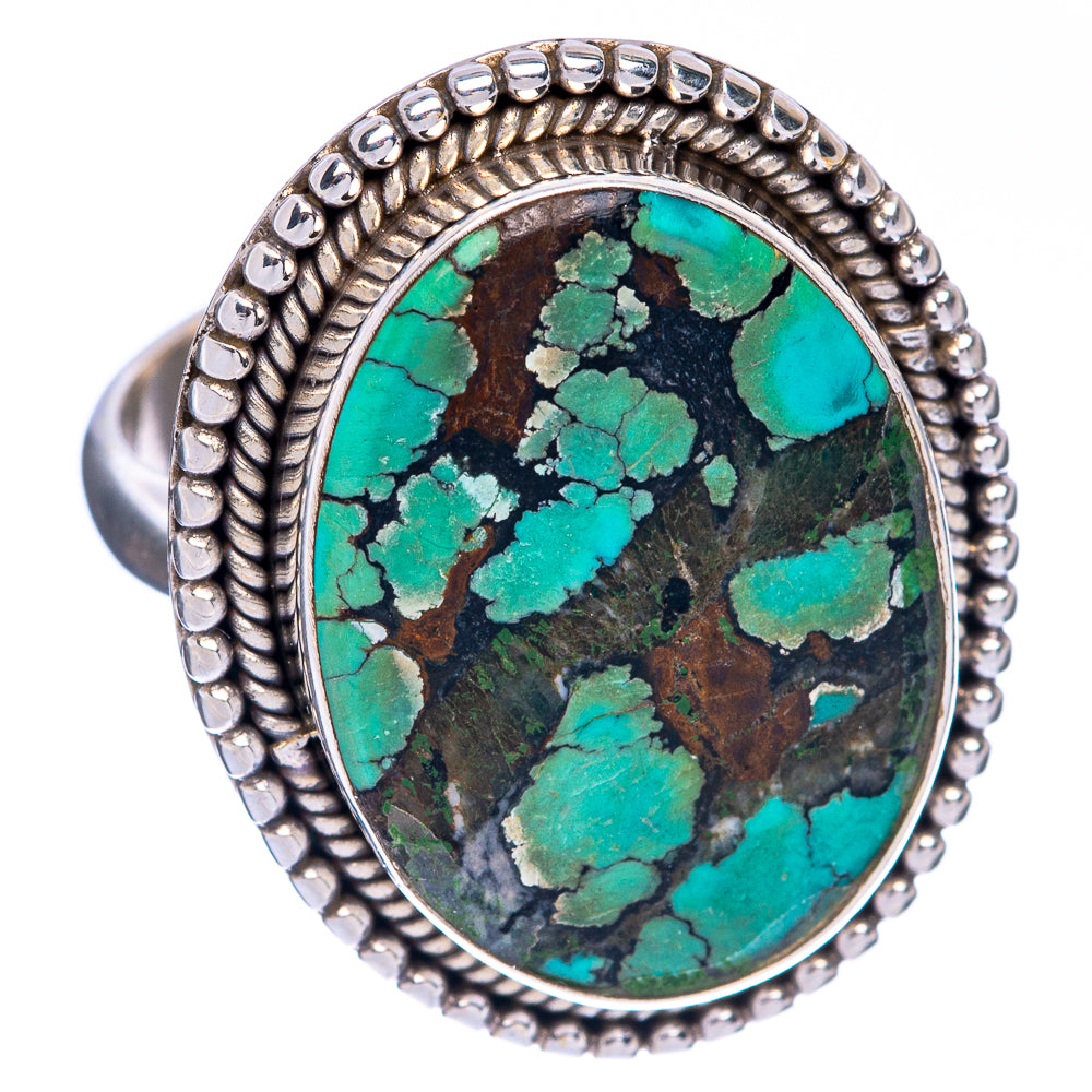 Tibetan Turquoise Ring Size 8 (925 Sterling Silver) R144583