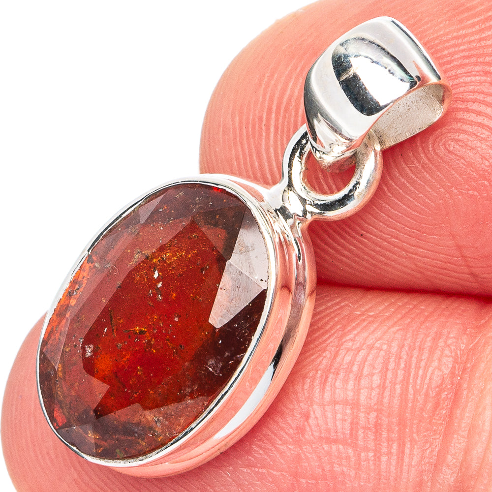 Rare Hessonite Garnet Pendant 1" (.925 Sterling Silver)
