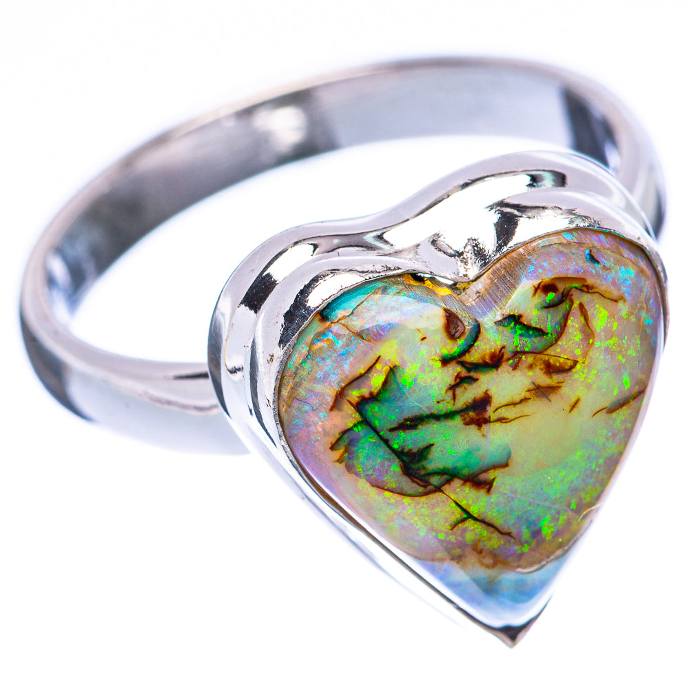 Rare Sterling Opal Heart Ring Size 9 (925 Sterling Silver) R2196