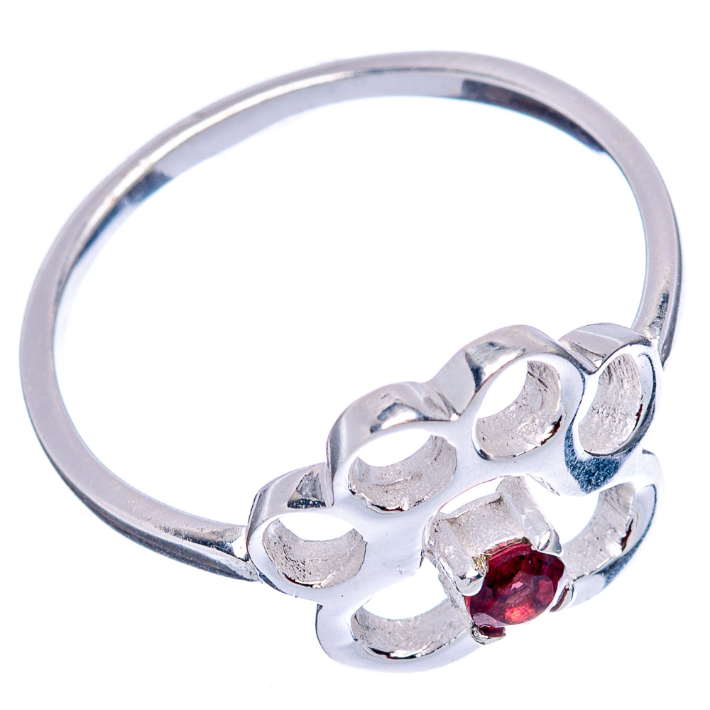 Garnet Paw Dainty Ring Size 7.75 (.925 Sterling Silver)