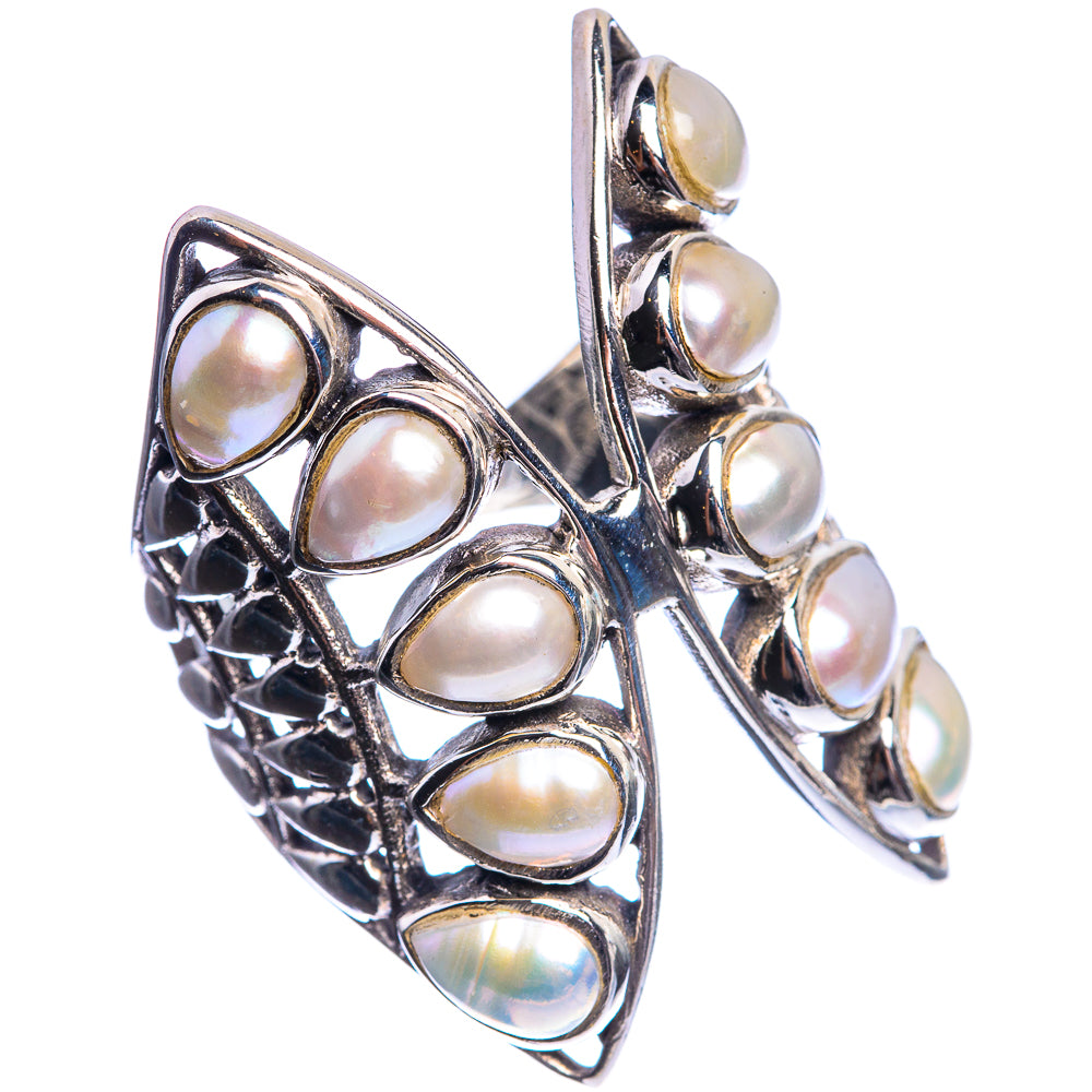 Large Cultured Pearl 925 Sterling Silver Ring Size 7.75