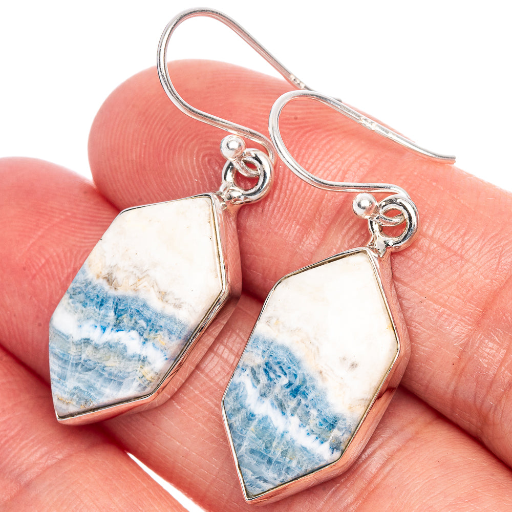 Blue Scheelite Earrings 1 3/8" (925 Sterling Silver) E1165