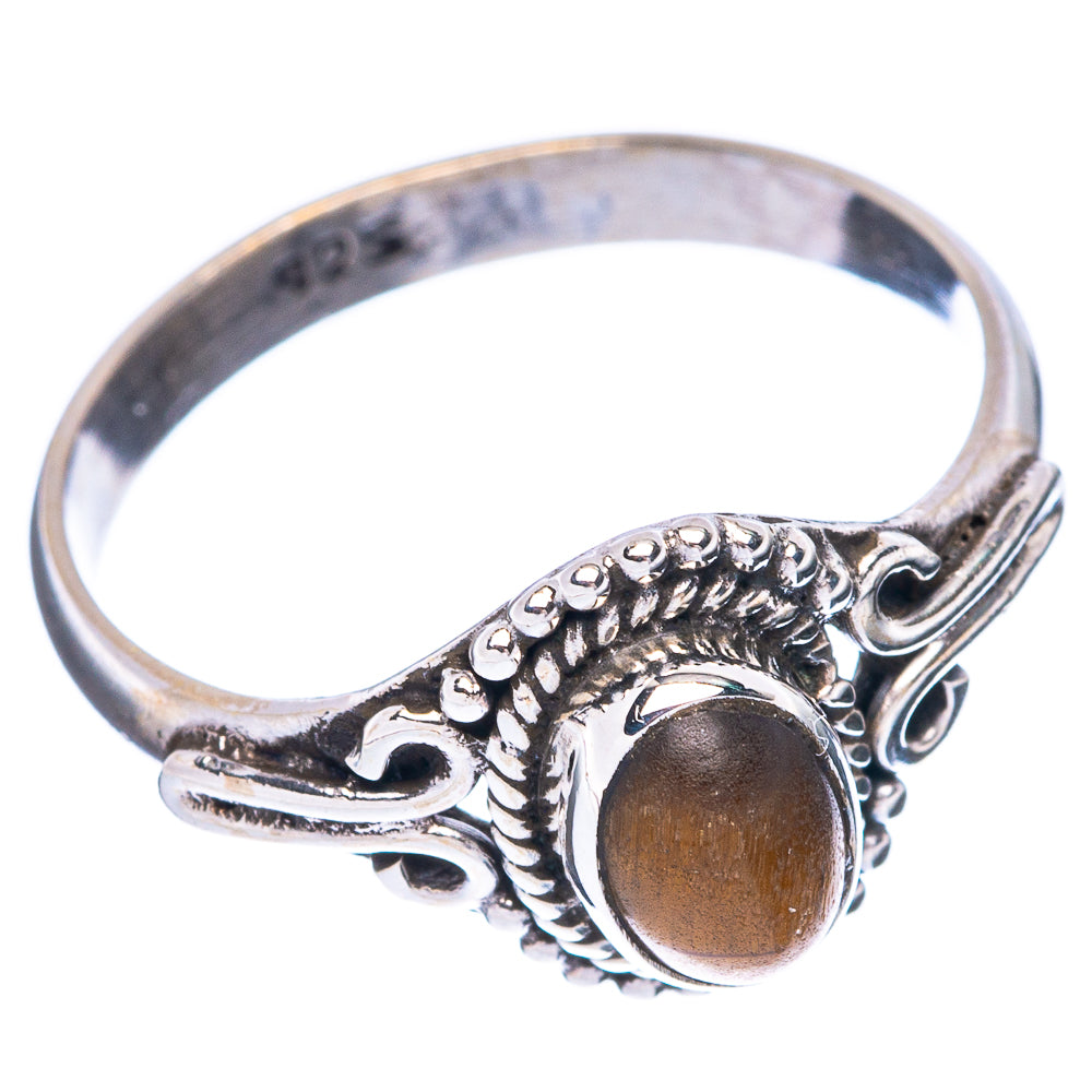 Tiger Eye Dainty Ring Size 8 (925 Sterling Silver) R5944