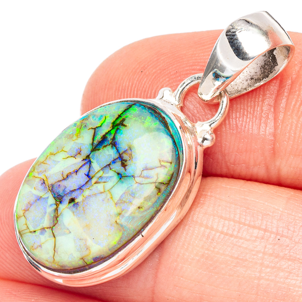 Rare Sterling Opal Pendant 1 3/8" (925 Sterling Silver) P43863