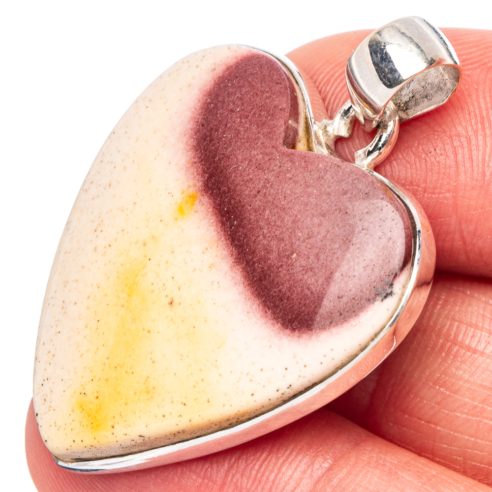 Mookaite Heart Pendant 1 1/2" (925 Sterling Silver) P43120