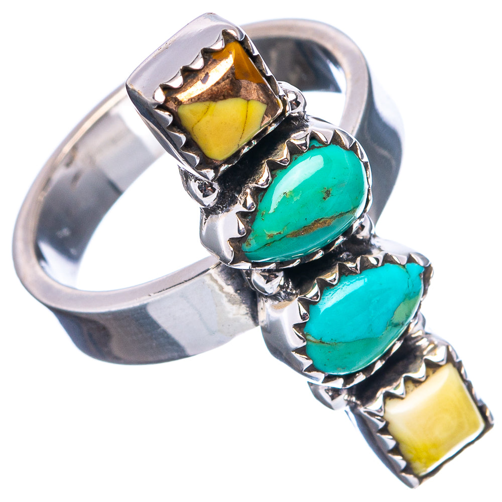 Exclusive Mohave Turquoise, Honey Dahlia Turquoise Ring Size 7 Adjustable (.925 Sterling Silver)