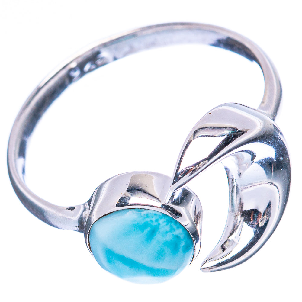Larimar Dainty Moon Ring Size 7 (925 Sterling Silver) R3421