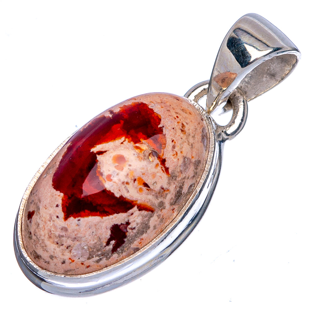 Rare Mexican Fire Opal Pendant 1 1/8" (925 Sterling Silver) P40414