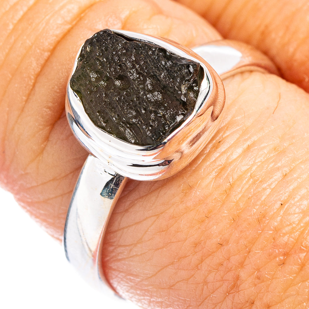 Rare Moldavite Ring Size 8.75 (.925 Sterling Silver)