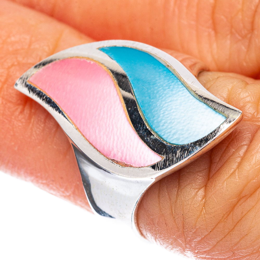 Mother Of Pearl Inlay Ring Size 5.5 (925 Sterling Silver) R3035
