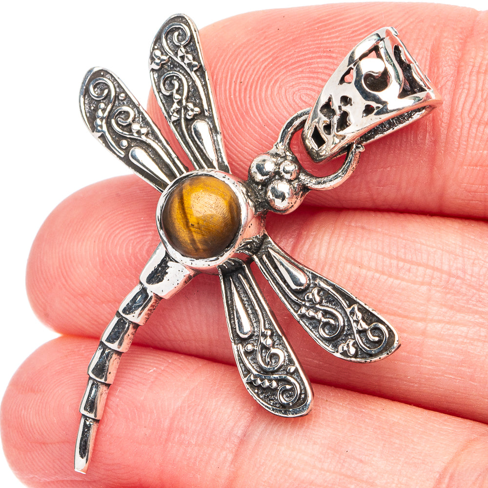 Tiger Eye Dragonfly Pendant 1 5/8" (925 Sterling Silver) P45425