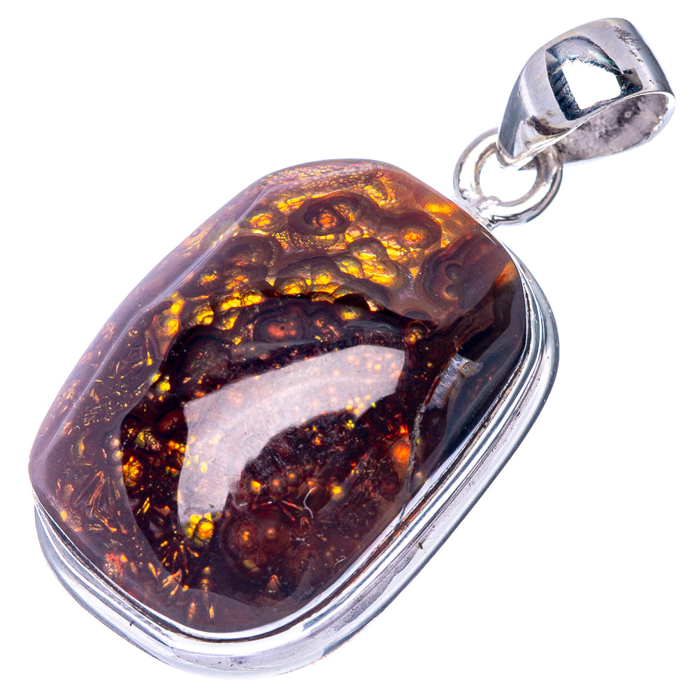 Rare Mexican Fire Agate Pendant 1 1/2" (925 Sterling Silver) P41126