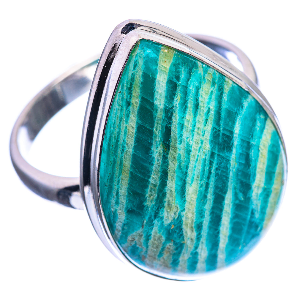 Large Amazonite 925 Sterling Silver Ring Size 13.25