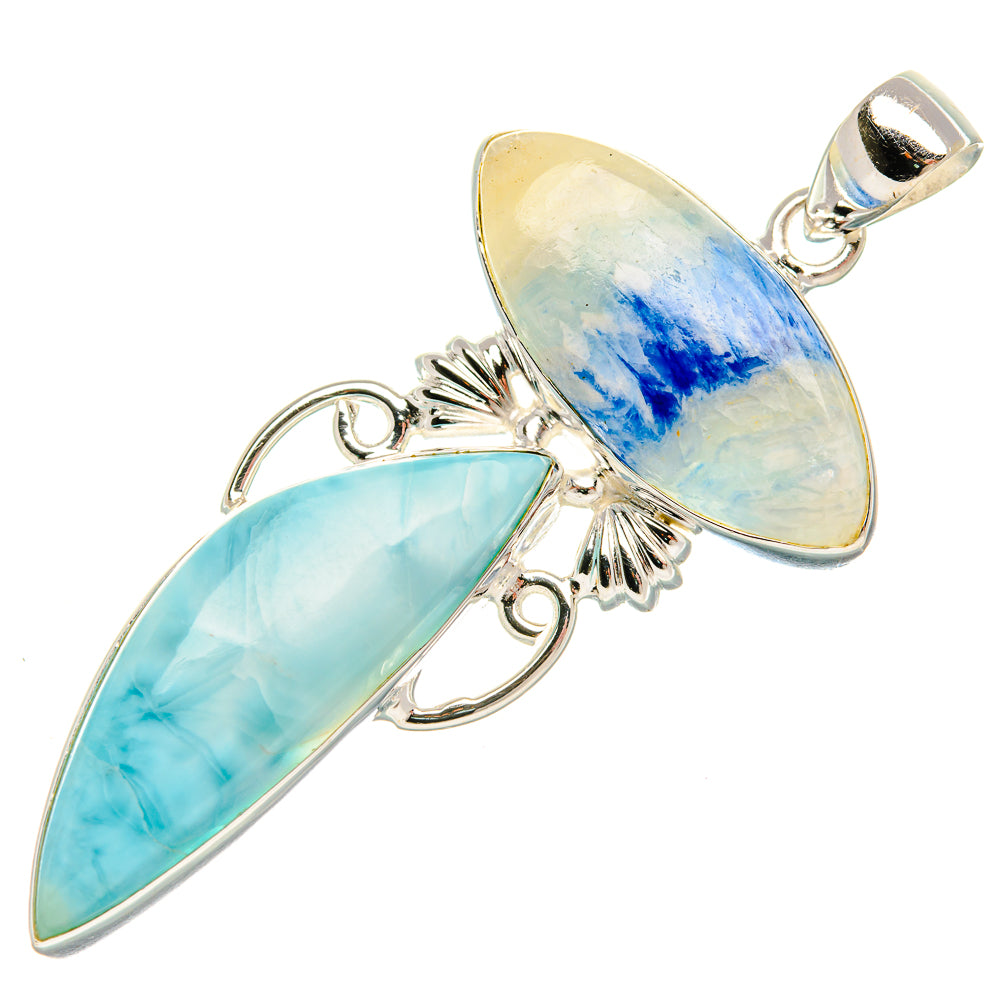 Blue Scheelite, Larimar Pendant 2 1/2" (925 Sterling Silver) PD37899