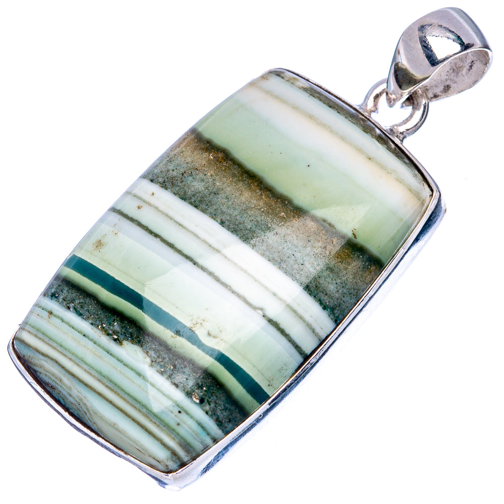 Green Botswana Agate Pendant 1 5/8" (925 Sterling Silver) P42213