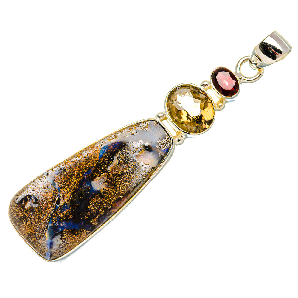 Boulder Opal, Smoky Quartz Pendant 2 1/2" (925 Sterling Silver) PD37916